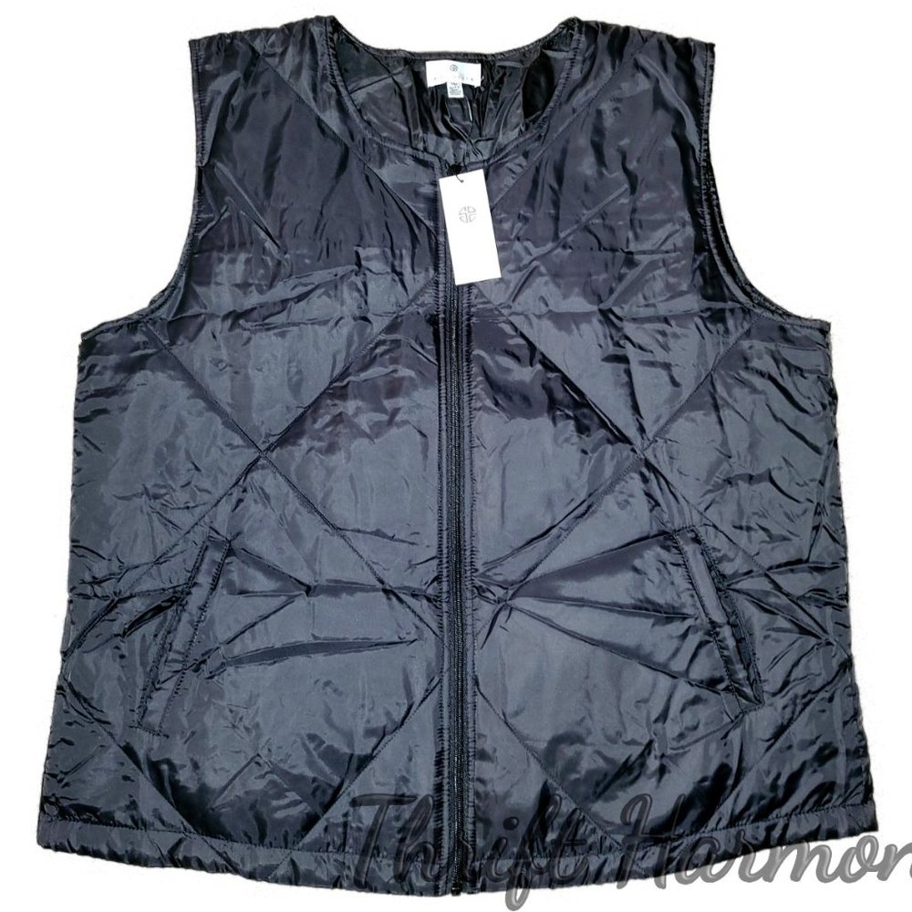 Socialite Oversized Quilted Puffer Vest L/XL Black